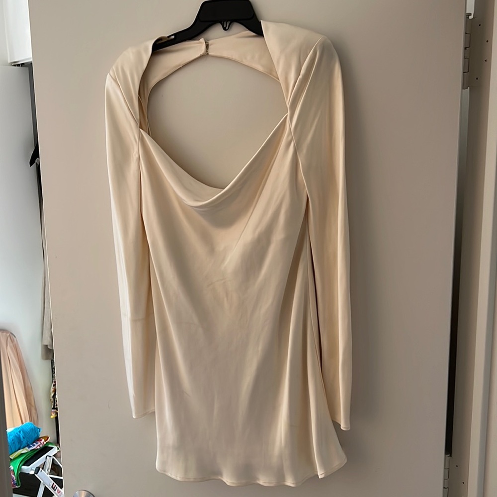 White C/MEO Collective backless cocktail dress